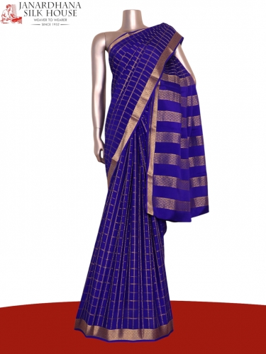 Pure Double Checks Zari Mysore Crepe Silk Saree